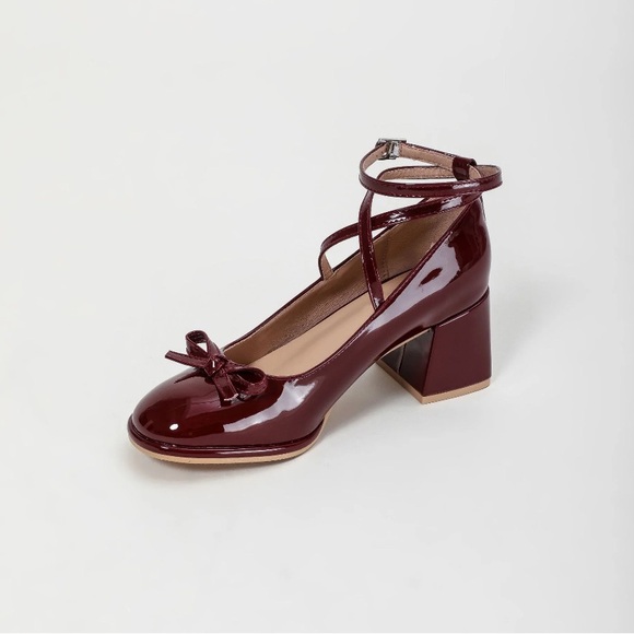 Ladies' Cute Mary Jane Pumps, Bow Accent, Chunky Heel Dress Shoes ->new 37 - Picture 10 of 12